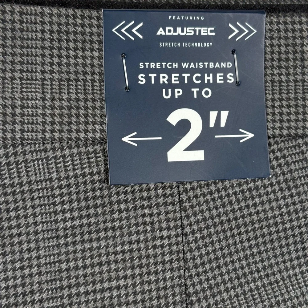 Stafford CoolMax Ecomode Gray Houndstooth Classic Wool Blend Dress Pants 34x32